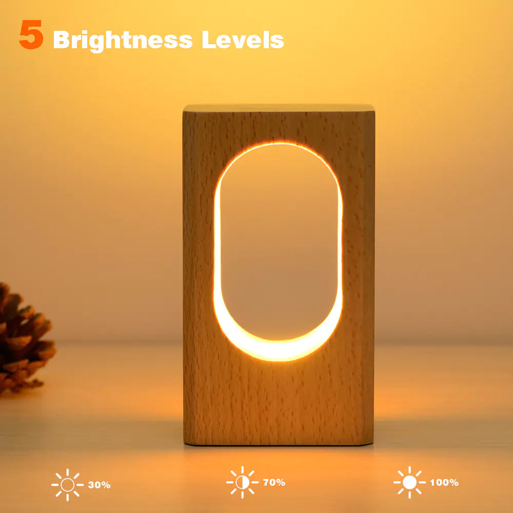 Smart Solid Wood LED Night Light - Unique USB Table Lamp
